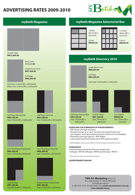 Ads myBatik rate card 2009-2010