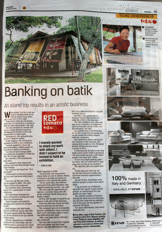 22 March 2014, The Star " BANKING ON BATIK"