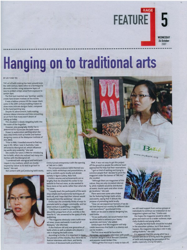 2007 The Star " Hanging On to Traditional Arts"