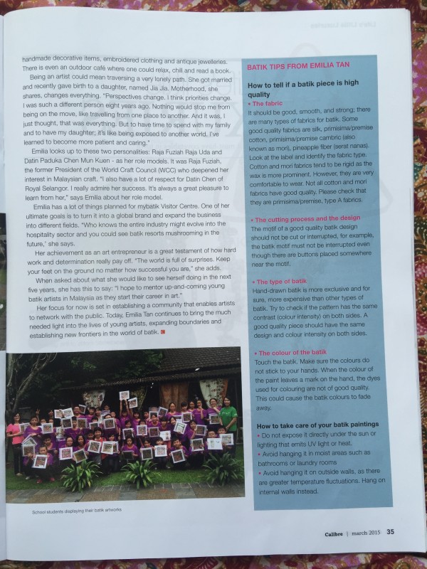 Public Mutual Magazine march 2015 issue feature Emilia batik 
