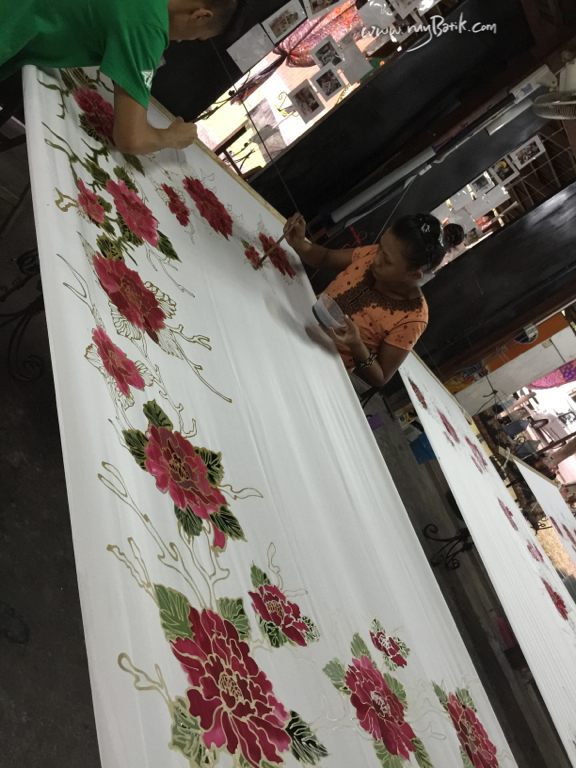hand drawn batik peony collection production
